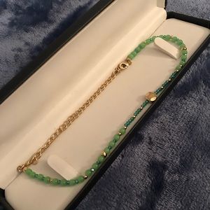 Green Beaded Choker with Gold Plated Accents